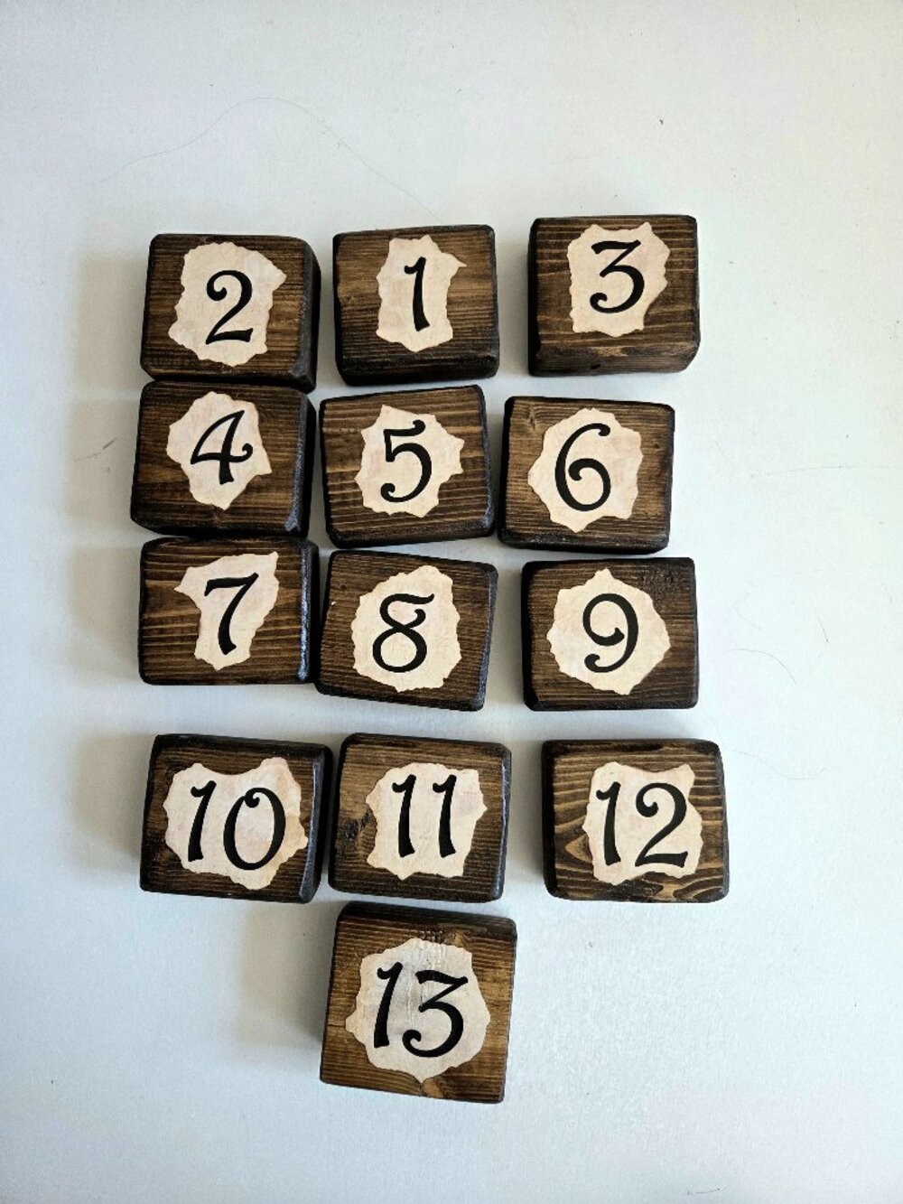 Handmade Rustic Wooden Blocks Wedding Table Numbers Cafe Restaurant Banquet